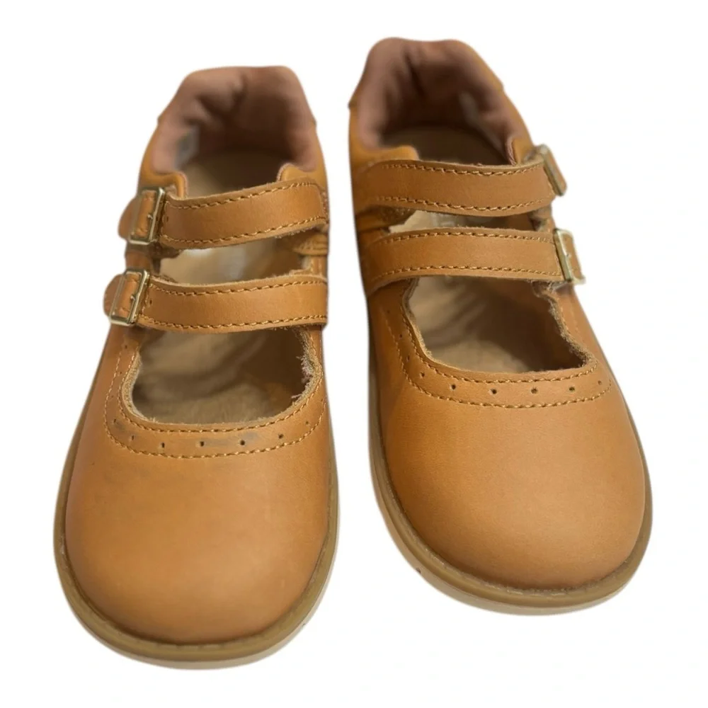 Stride Rite Cordaline Tan Leather Mary Janes Size 9.5 Kids Shoes